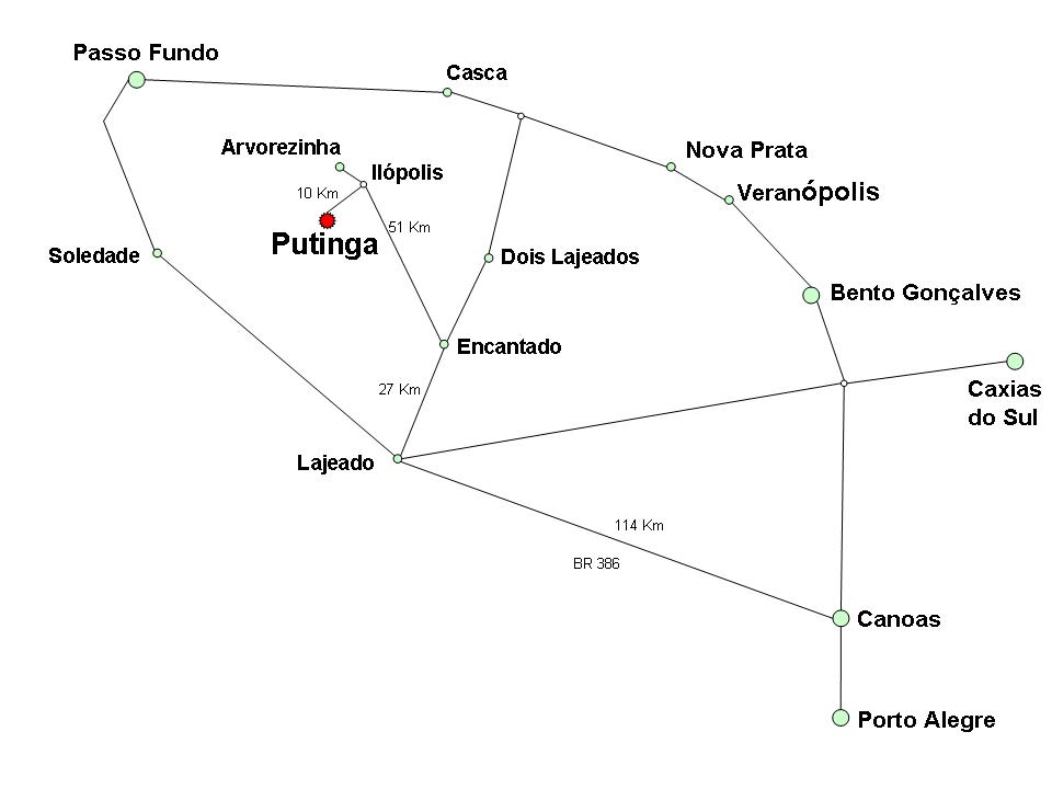 mappa per arrivare a Putinga